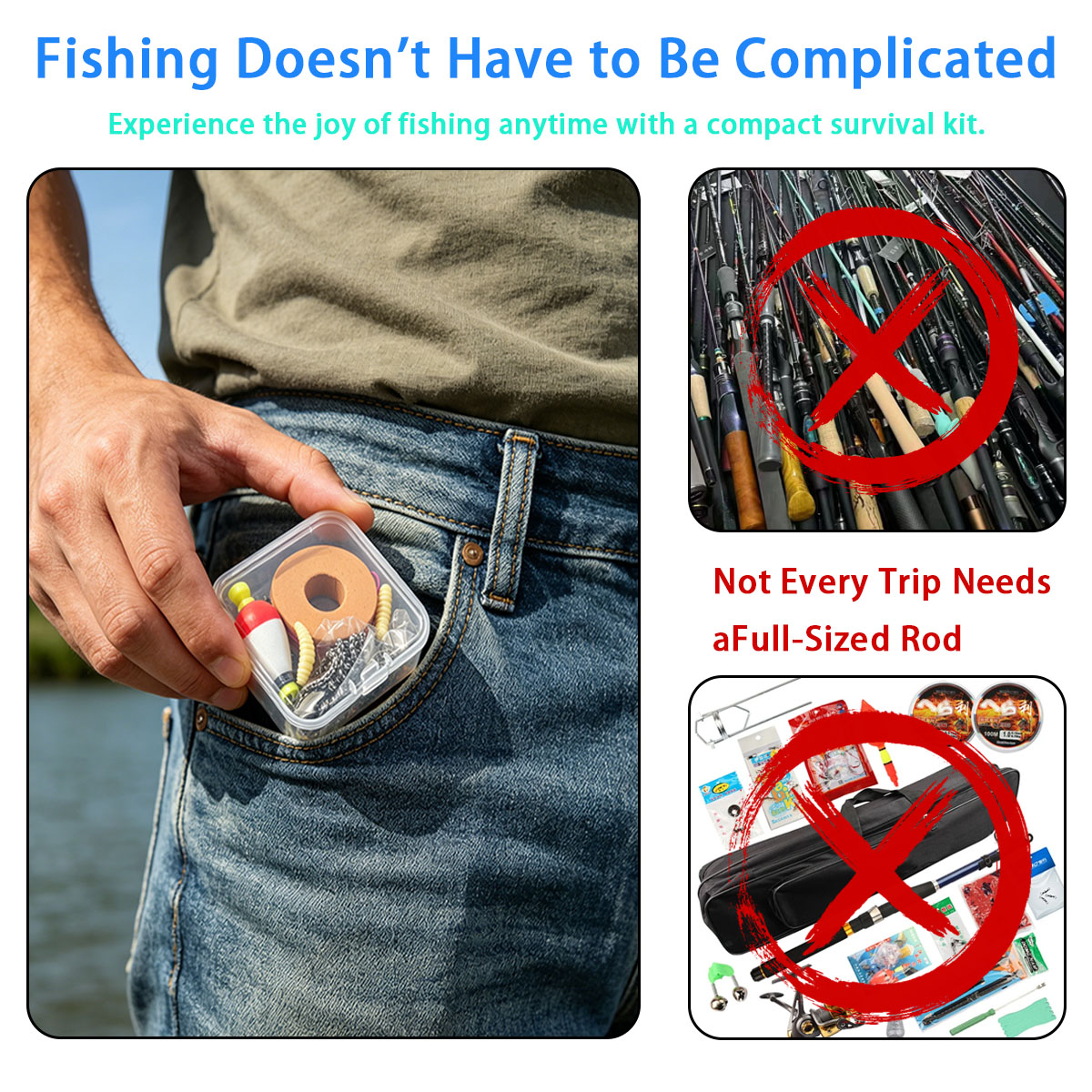 Fishing Lure Kit - مجموعة أدوات صيد السمك المحمولة للطوارئ،