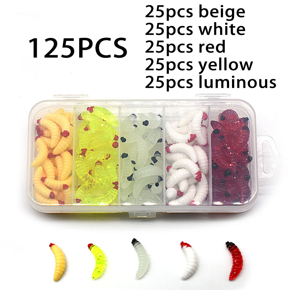 Fishing Lure Soft Plastic - 125 قطعة طعم صيد دودة الأرض