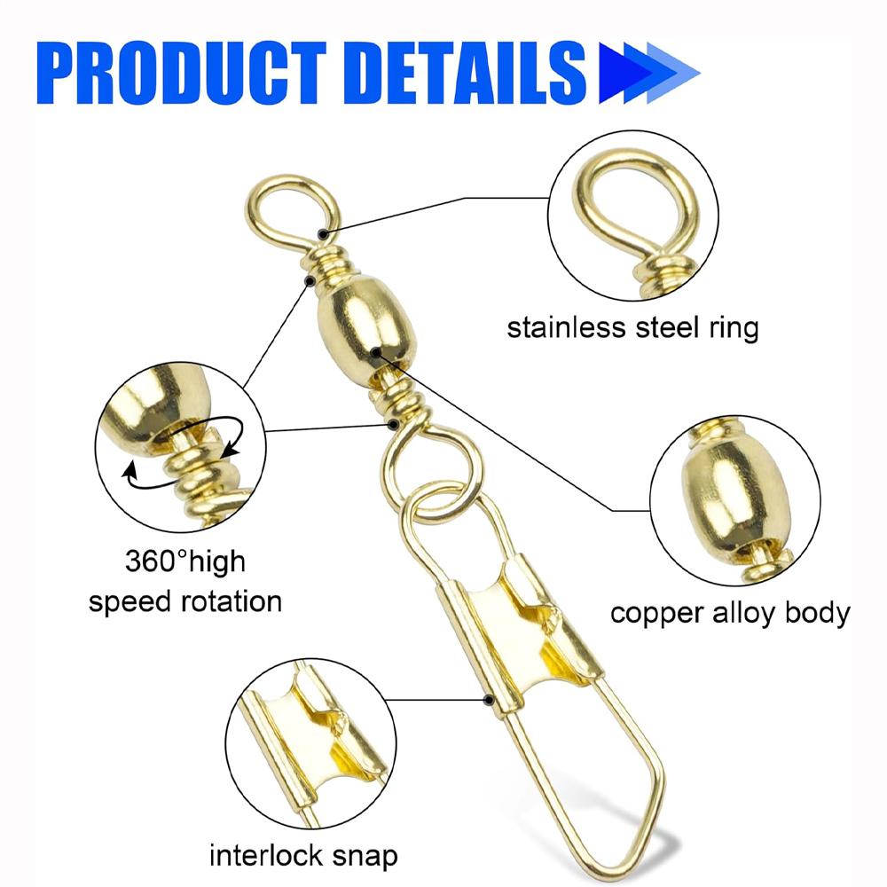 برميل صيد ذهبي دوار مع موصل نح - مراجعة Fishing Lure Accessories وسعره