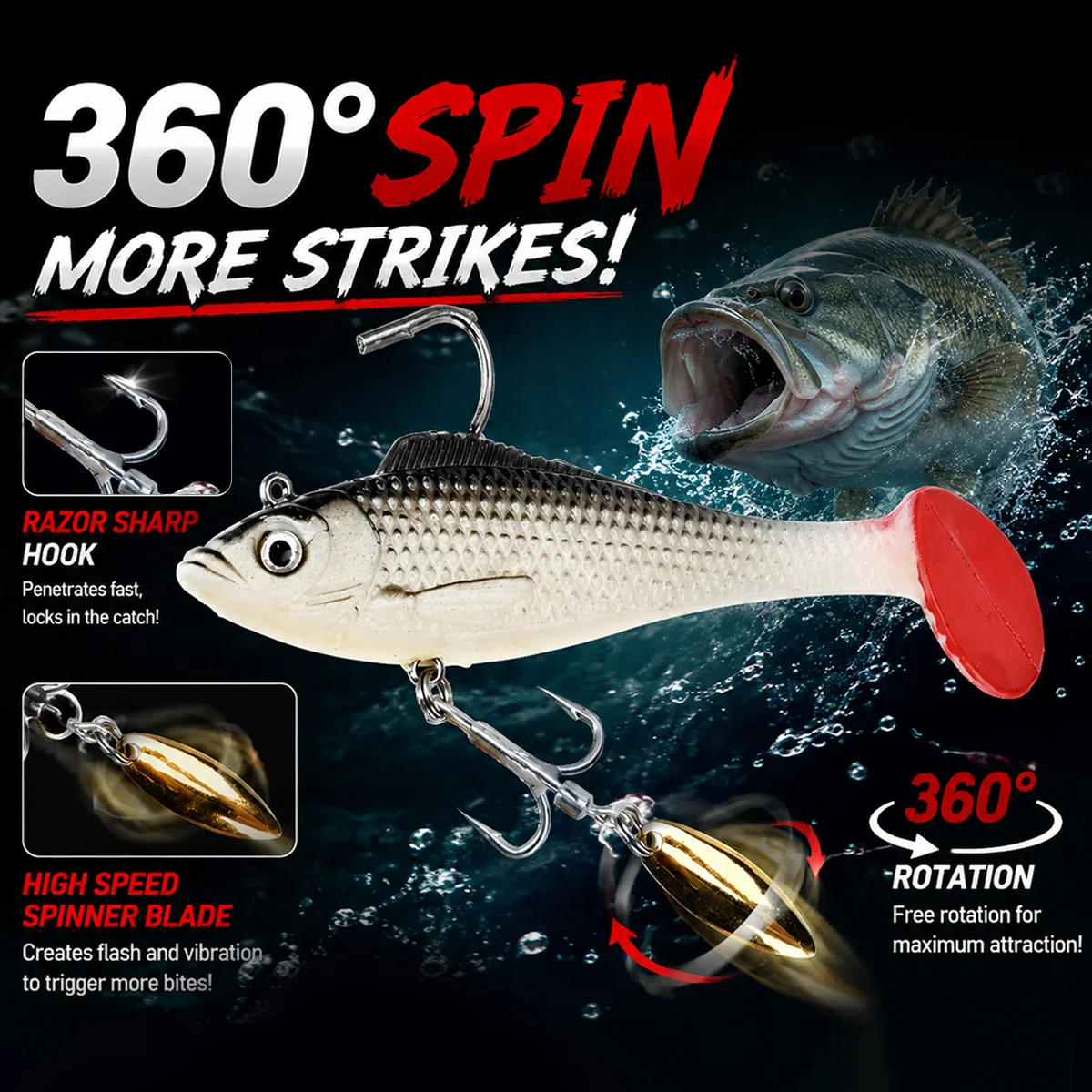 طعم صيد ميريديث دوار 10 سم 12  - مراجعة Fishing Lure Blade Bait وسعره