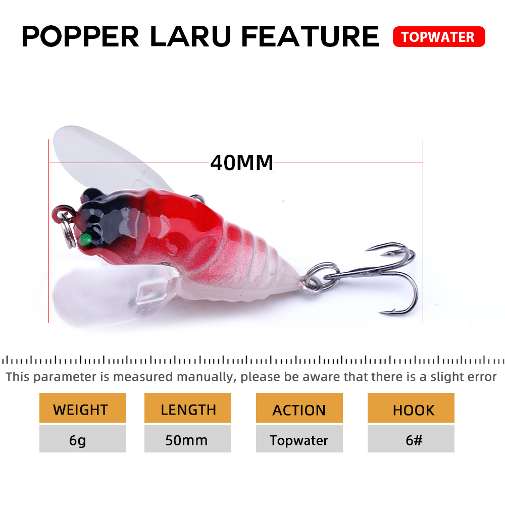 Agoie-إغراء بوبر بأجنحة ، طعم  - مراجعة Fishing Lure Topwater وسعره