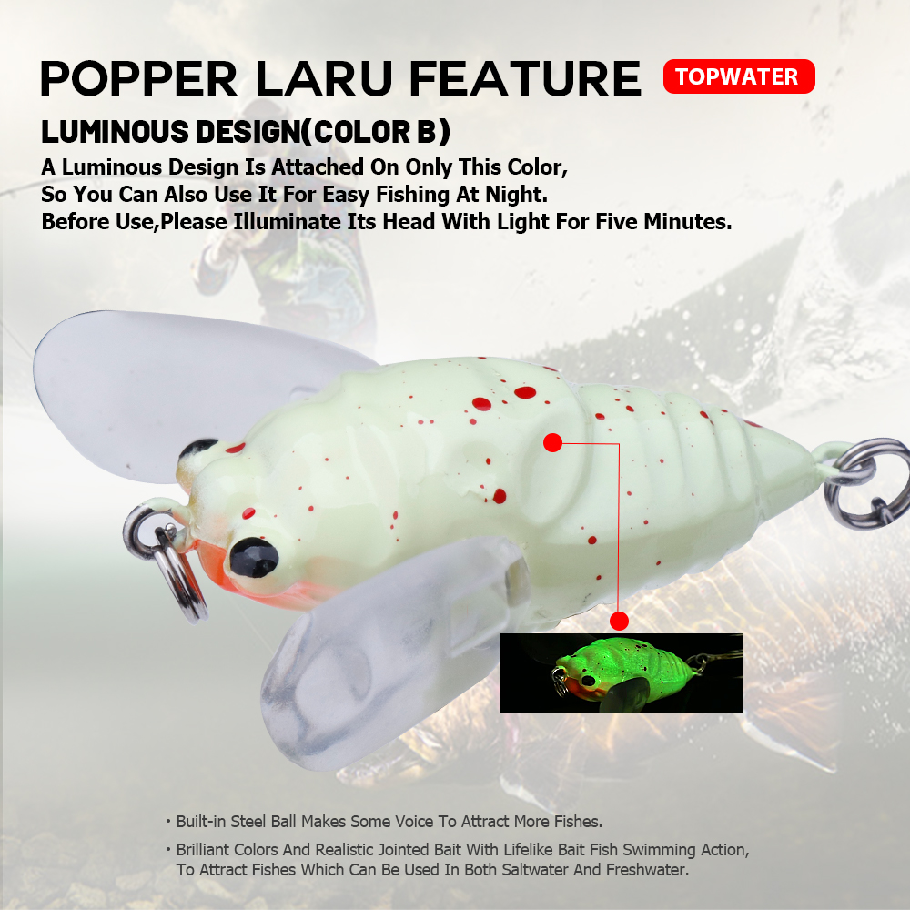 Agoie-إغراء بوبر بأجنحة ، طعم  - مراجعة Fishing Lure Topwater وسعره