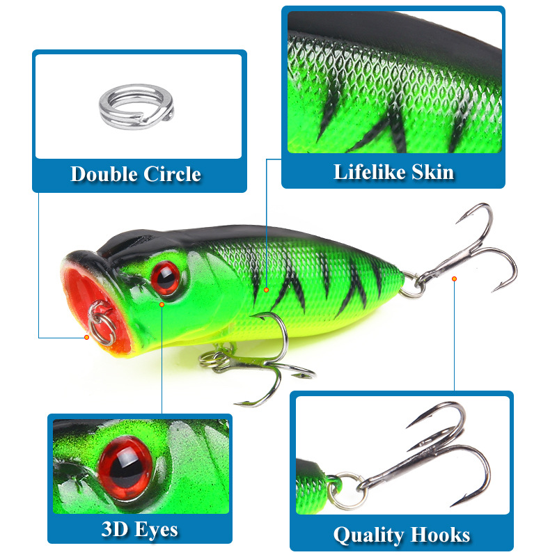 6 قطعة 6 ألوان (حقيبة opp)/5 ق - مراجعة Fishing Lure Topwater وسعره